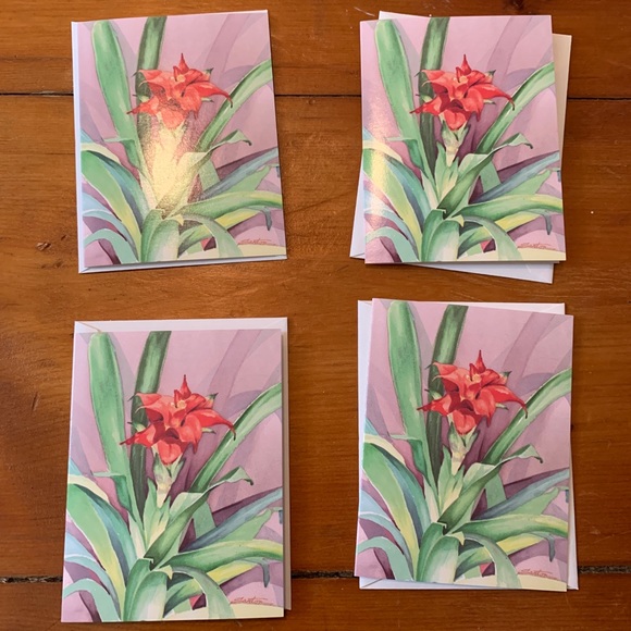 Vintage Other - Vintage 80’s Floral Bromeliad Note Cards